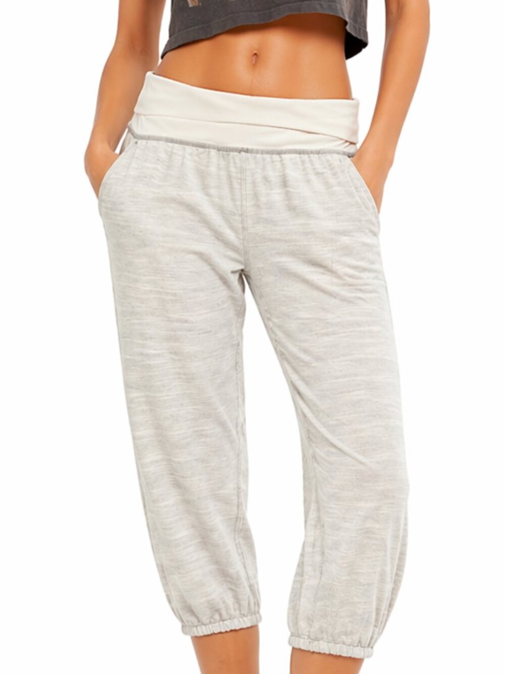 Lululemon Cropped Yoga Pants Grey White Size 6
